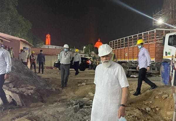 PM Modi, Parliament Building, Construction Site, Inspects Work