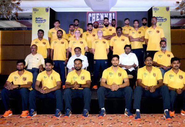 Chennai Blitz team in Prime Volleyball League   பிரைம் வாலிபால் 'லீக்' போட்டியில்  ' சென்னை பிளிட்ஸ் '  அணி