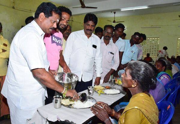 Launch of midday meal program for the elderly and the underprivileged   முதியோர், ஆதரவற்றோருக்கு  மதிய உணவு திட்டம் துவக்கம்