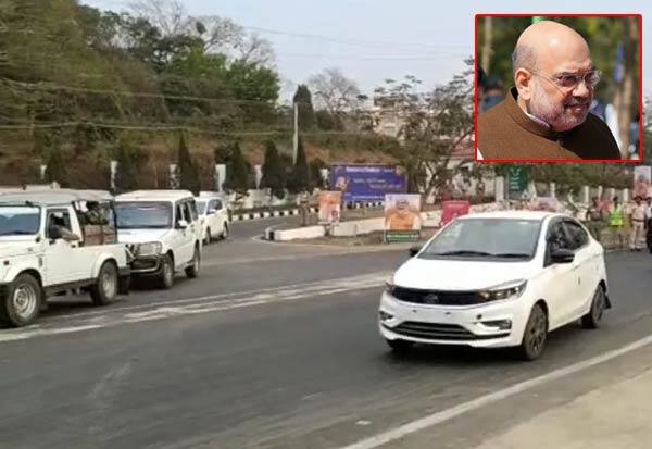 Security Breach During Amit Shah Tripura Visit, Car Sped Past Cops அமித்ஷா கான்வாயை பின்தொடர்ந்த காரால் பரபரப்பு