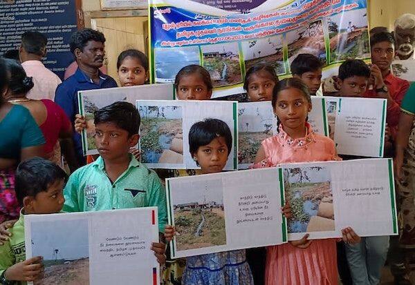 Children created awareness about waste water mixing in Korattur lake   கொரட்டூர் ஏரியில் கழிவு நீர் கலப்பு விழிப்புணர்வு ஏற்படுத்திய சிறுவர்கள்
