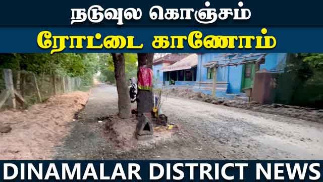 விபத்துகள் ஏற்படும் அபாயம் | Without clearing the tree in the road | DMK contractor who laid the roa